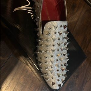 Justar Men's Leather Spikes Loafers Studded Dress Shoes Slip-on